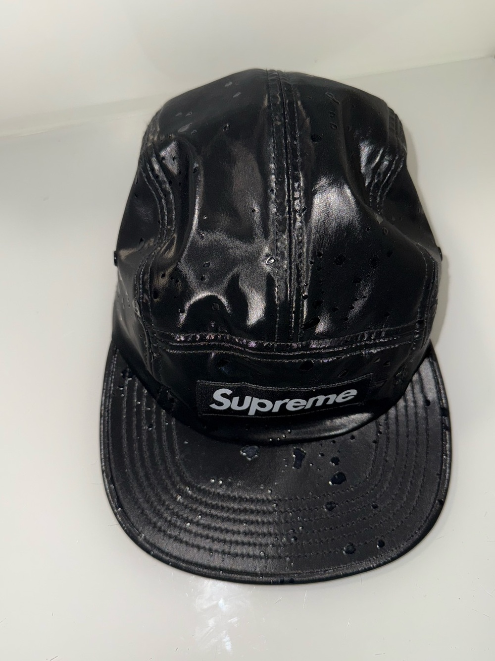 Supreme Black Shiny Water Drops 5-Panel Cap - Picture 5 of 14